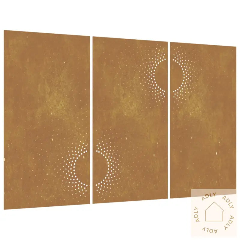 Veggdekorasjoner Til Hage 3 Stk 105X55 Cm Cortenstål Soldesign