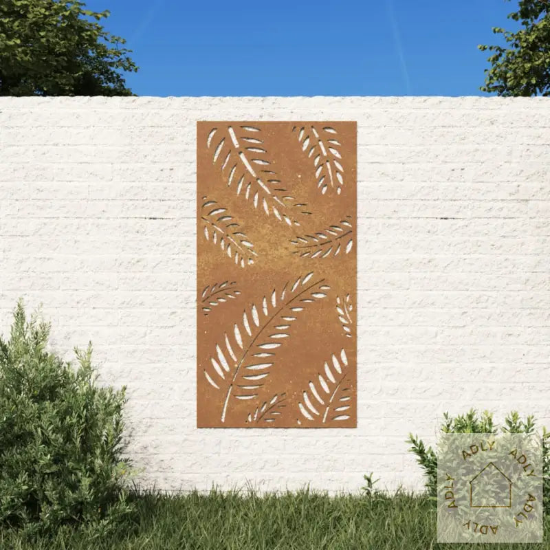 Veggdekorasjon Til Hage 105X55 Cm Cortenstål Bladdesign