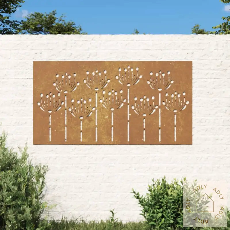Veggdekorasjon Til Hage 105X55 Cm Cortenstål Blomsterdesign