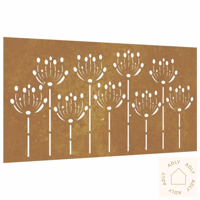 Veggdekorasjon Til Hage 105X55 Cm Cortenstål Blomsterdesign