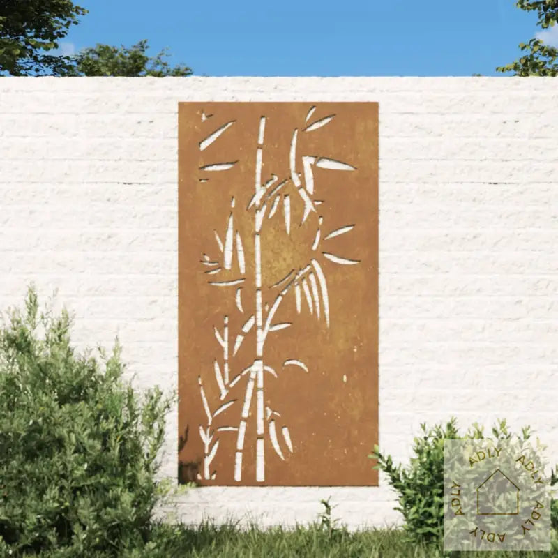 Veggdekorasjon Til Hage 105X55 Cm Cortenstål Bambusdesign