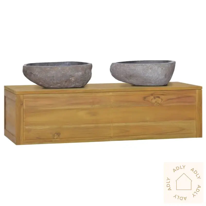 Veggmontert Baderomsskap 110X45X30 Cm Heltre Teak