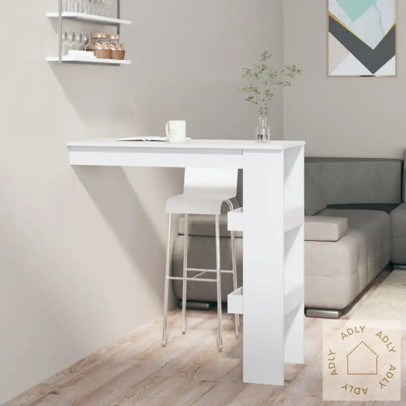 Veggmontert Barbord Hvit 102X45X103,5 Cm Konstruert Tre