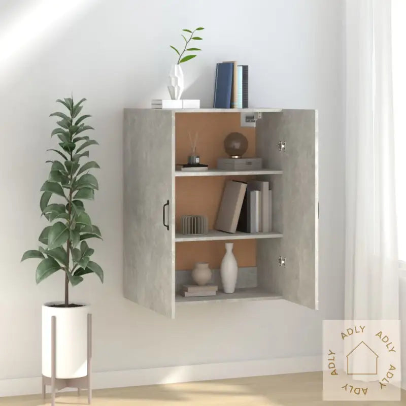 Veggskap Betonggrå 69,5X34X90 Cm Konstruert Tre