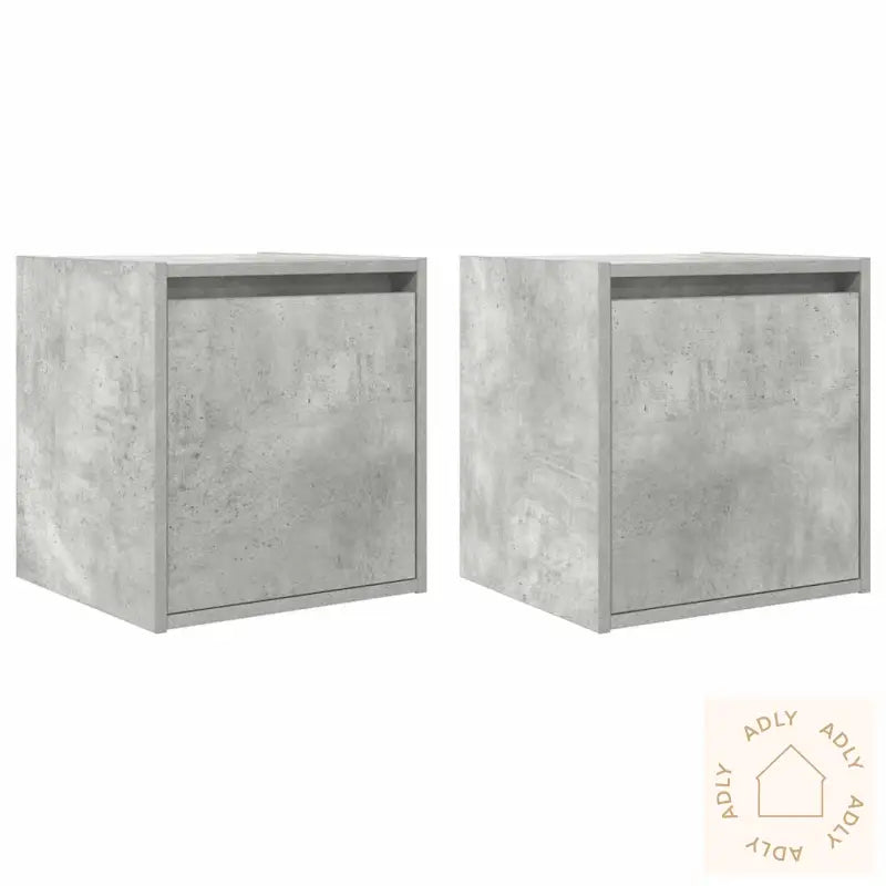 Veggmonterte Nattbord 2 Stk Betonggrå 38X34X40 Cm