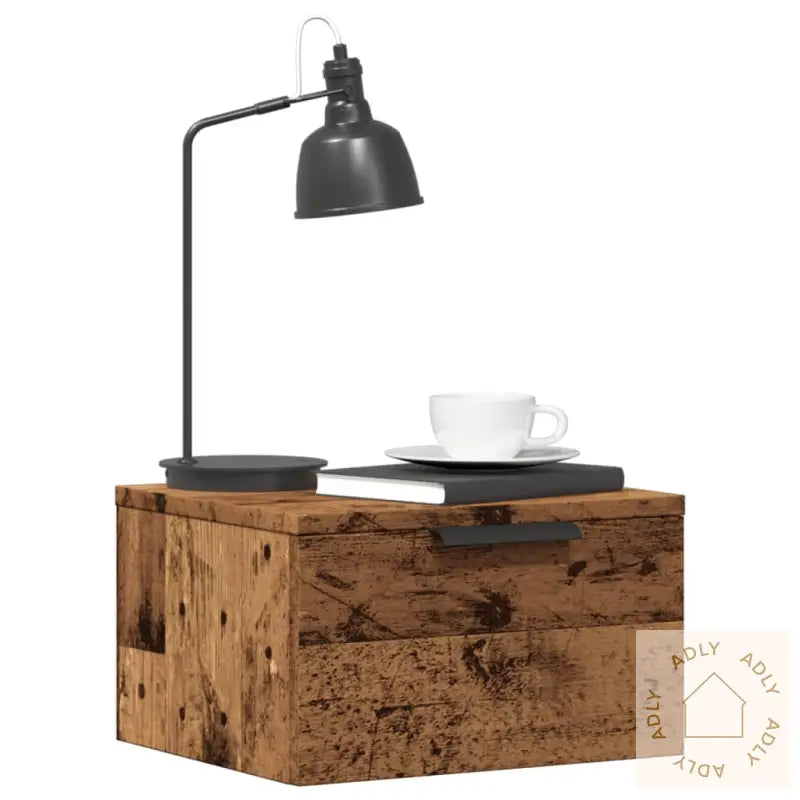 Veggmonterte Nattbord 2 Stk Gammelt Tre 34X30X20 Cm