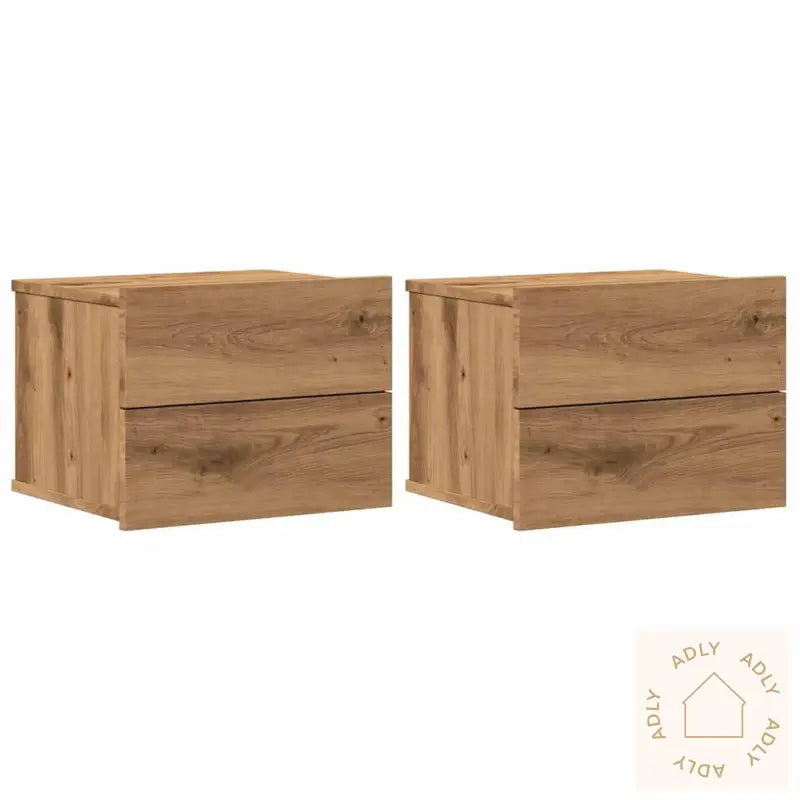 Veggmonterte Nattbord 2 Stk Artisan Eik 40X32X30 Cm