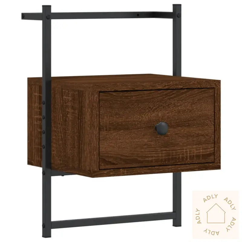 Nattbord Veggmontert Brun Eik 35X30X51 Cm Konstruert Tre