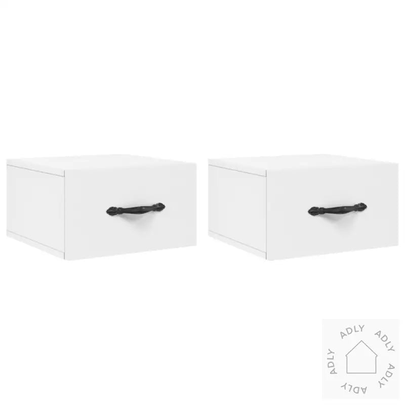 Veggmonterte Nattbord 2 Stk Hvit 35X35X20 Cm