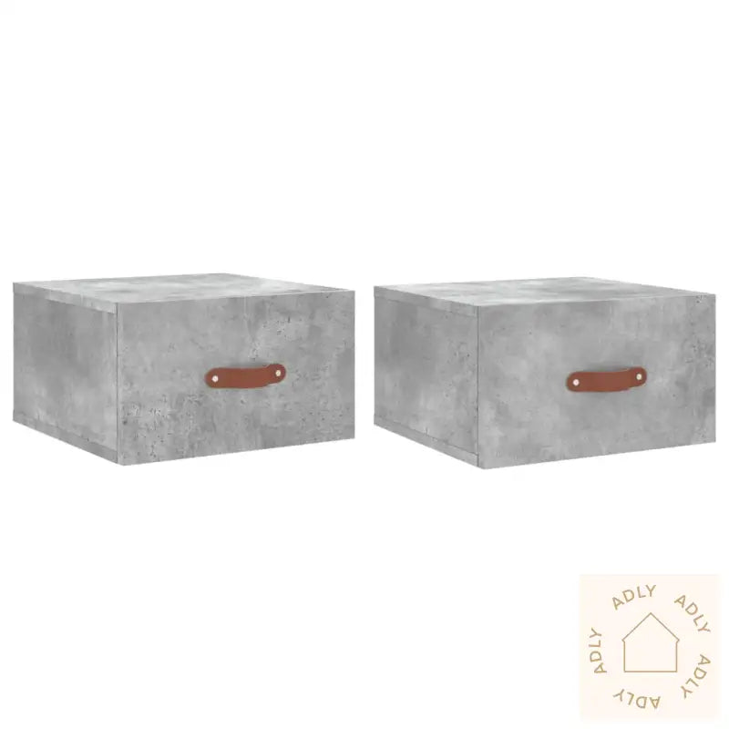 Veggmonterte Nattbord 2 Stk Betonggrå 35X35X20 Cm