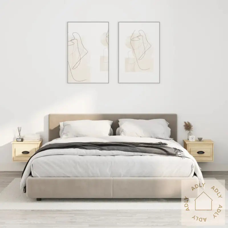 Veggmonterte Nattbord 2 Stk Sonoma Eik 41,5X36X28 Cm