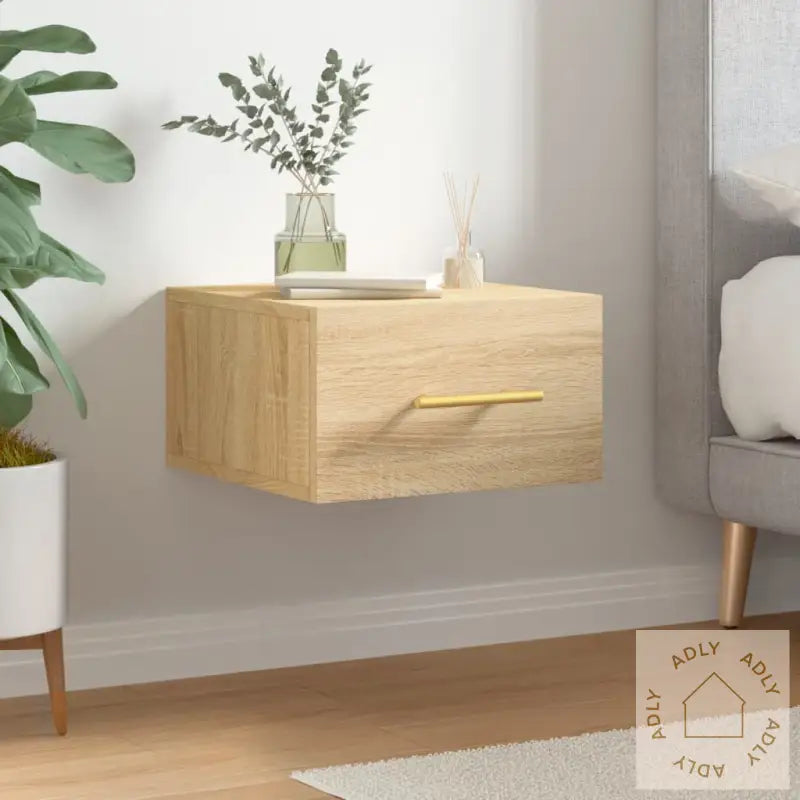 Veggmontert Nattbord Sonoma Eik 35X35X20 Cm