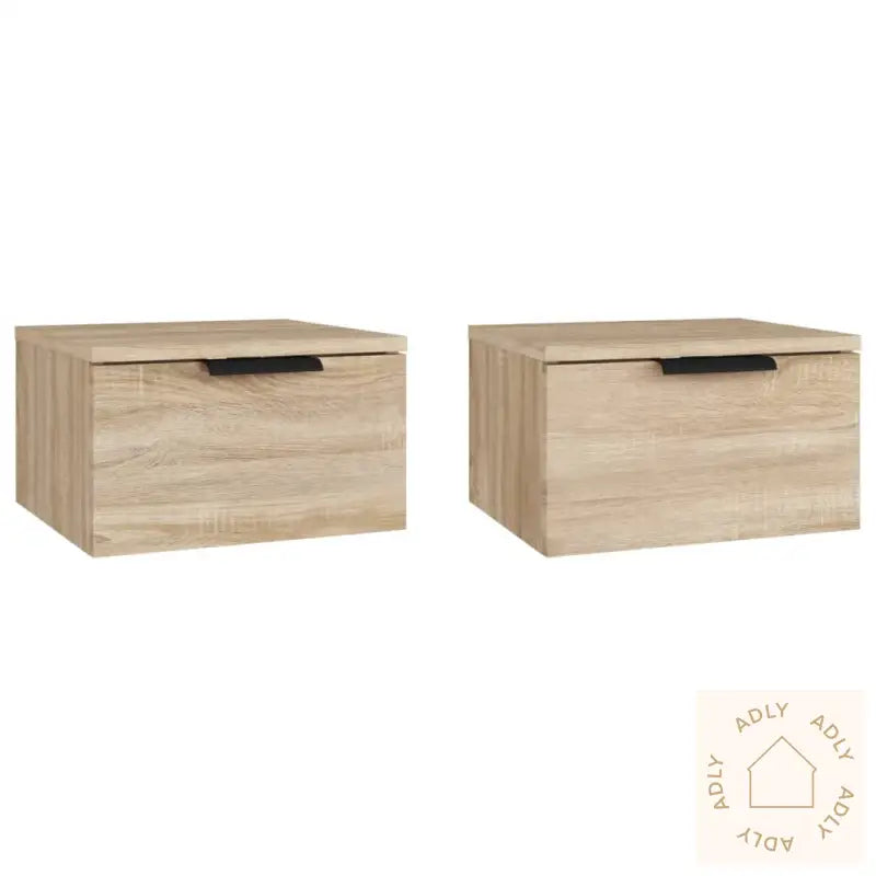 Veggmonterte Nattbord 2 Stk Sonoma Eik 34X30X20 Cm