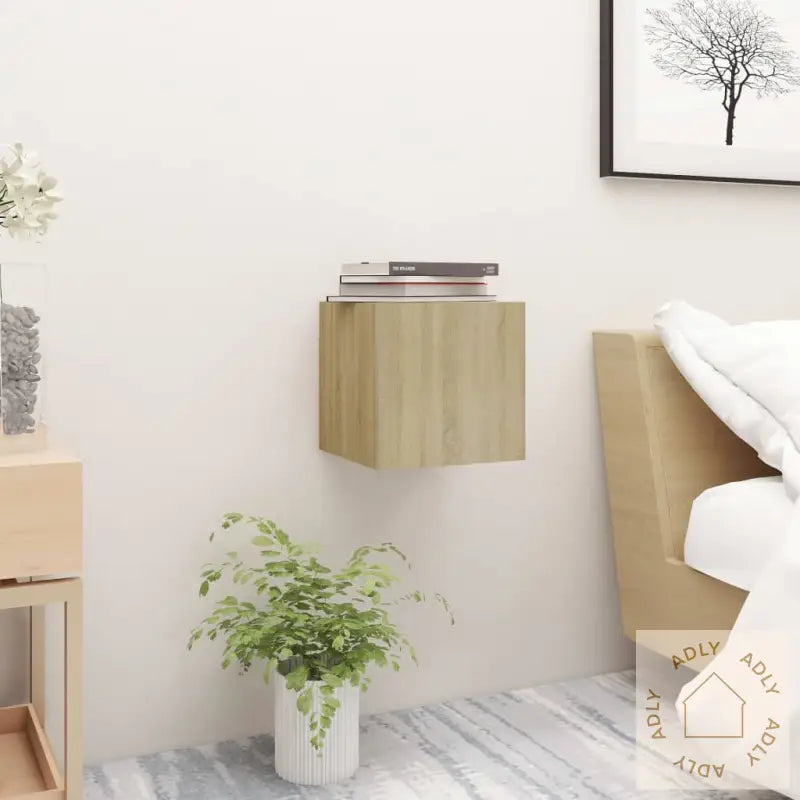 Nattbord 2 Stk Sonoma Eik 30,5X30X30 Cm Konstruert Tre