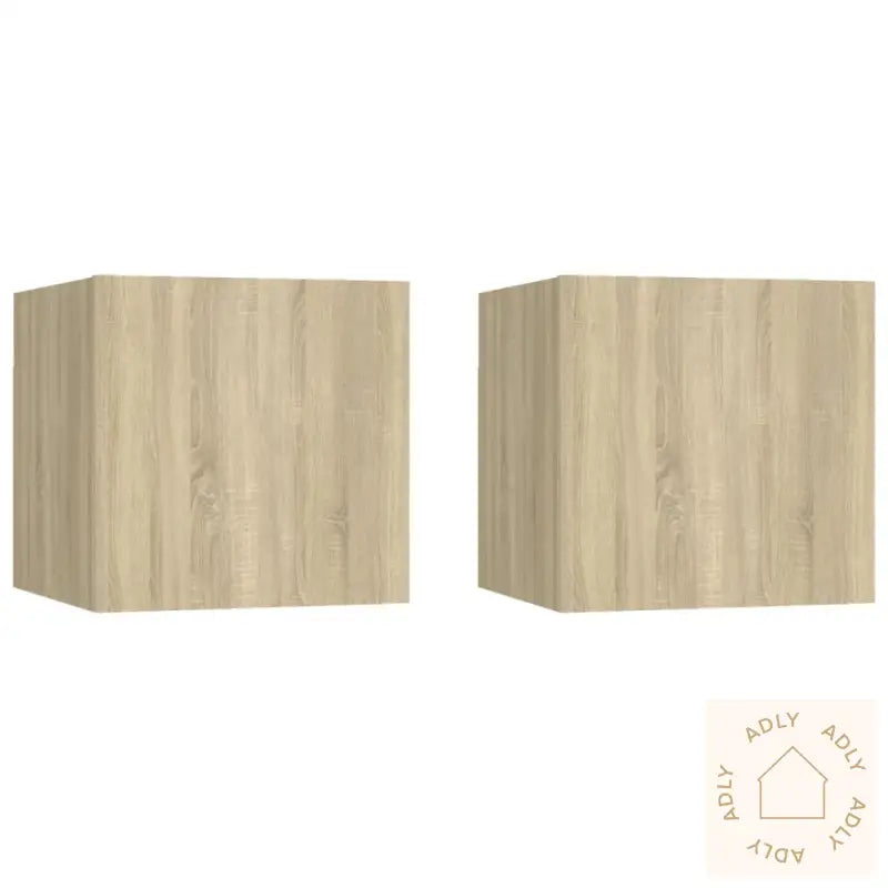 Nattbord 2 Stk Sonoma Eik 30,5X30X30 Cm Konstruert Tre