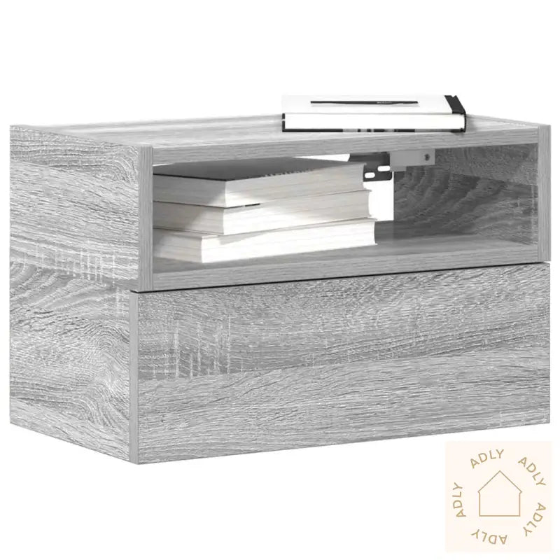 Veggmonterte Nattbord 2 Stk Grå Sonoma 45X26X28,5 Cm