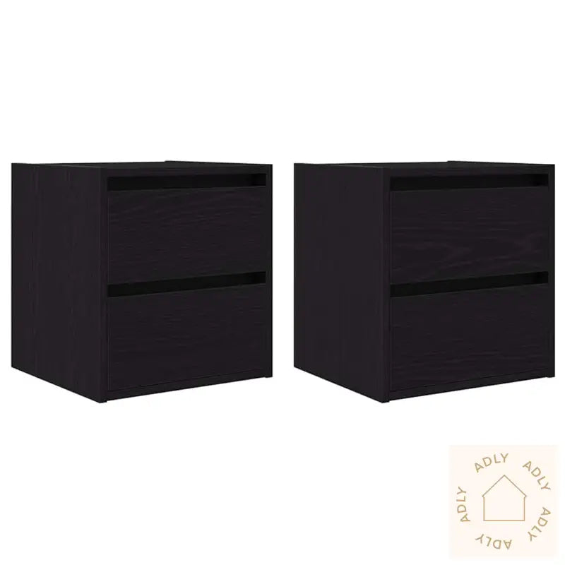 Veggmontert Nattbord 2 Stk Svart Eik 38X34X40 Cm