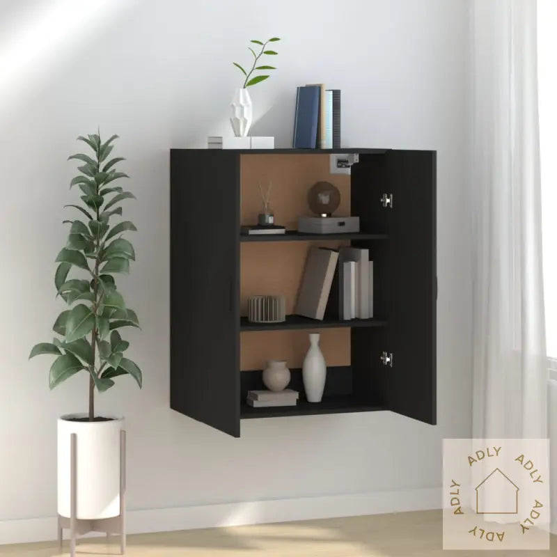 Veggskap Svart 69,5X34X90 Cm Konstruert Tre