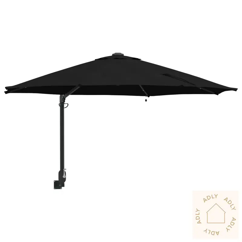 Veggmontert Hageparasol Med Led Lys Svart 248 Cm