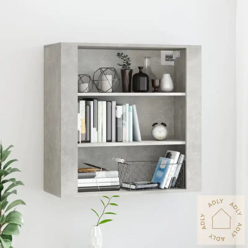 Veggskap Betonggrå 80X33X80 Cm Konstruert Tre