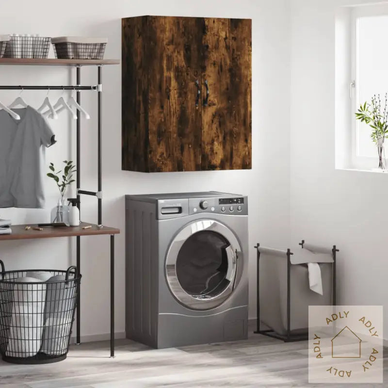 Veggskap Røkt Eik 69,5X34X90 Cm Konstruert Tre