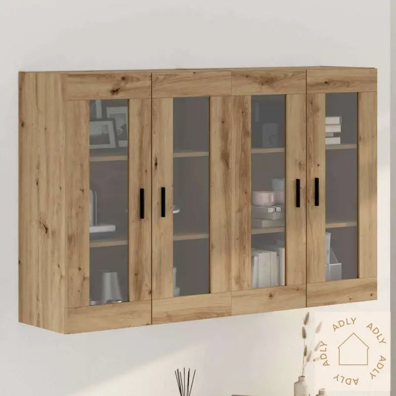 Vegghengte Skap 2 Stk I Artisan Eik, 69,5 X 34 X 90 Cm. Laget Av Konstruert Tre.