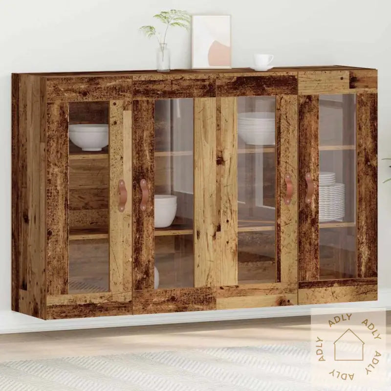 Vegghengte Skap 2 Stk I Gammelt Treverk 69.5 X 34 X 90 Cm. Ingeniørtre.