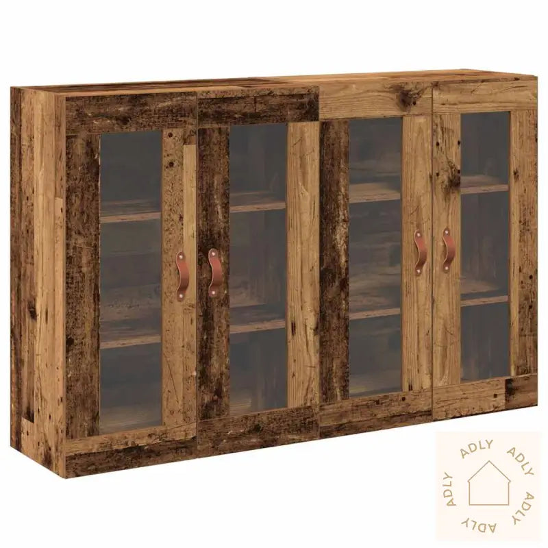 Vegghengte Skap 2 Stk I Gammelt Treverk 69.5 X 34 X 90 Cm. Ingeniørtre.