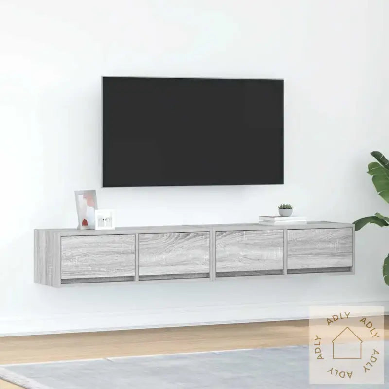 Tv-Benker 2 Stk Grå Sonoma 80X31X25,5 Cm Konstruert Tre