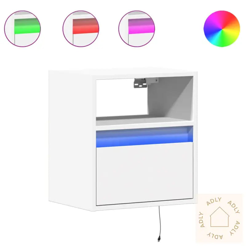 Vegghengte Tv-Benker Med Led 2 Stk Hvit 41X31X45 Cm