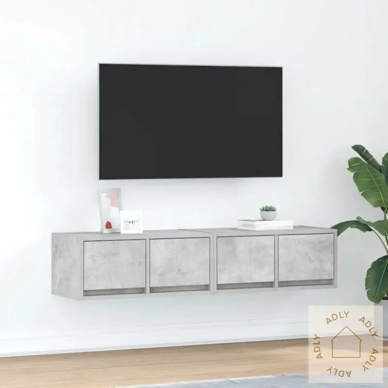 Tv-Benker 2 Stk Betonggrå 60X31X25,5 Cm Konstruert Tre