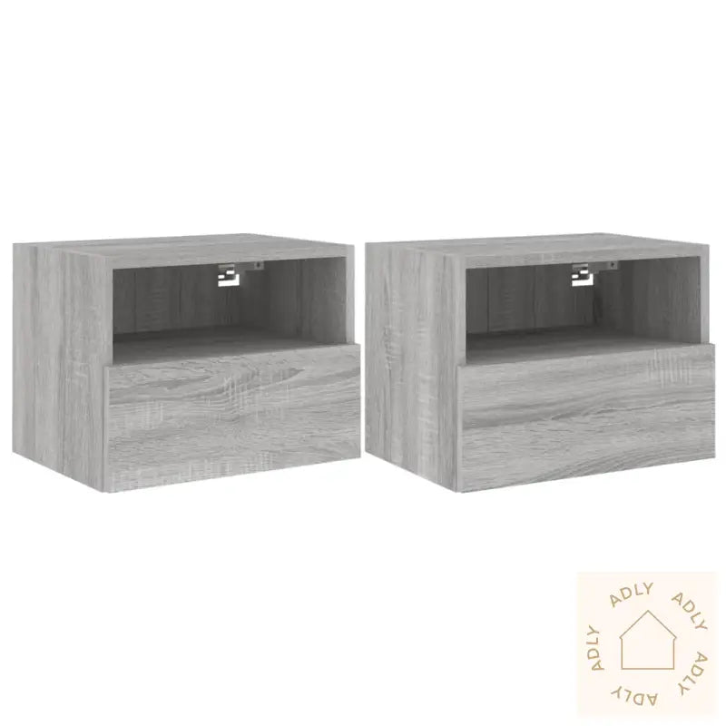 Vegghengt Tv-Benk 2 Stk Grå Sonoma 40X30X30 Cm Konstruert Tre