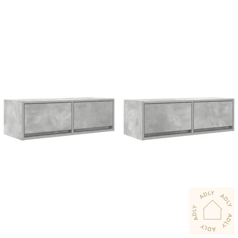 Tv-Benker 2 Stk Betonggrå 80X31X25,5 Cm Konstruert Tre
