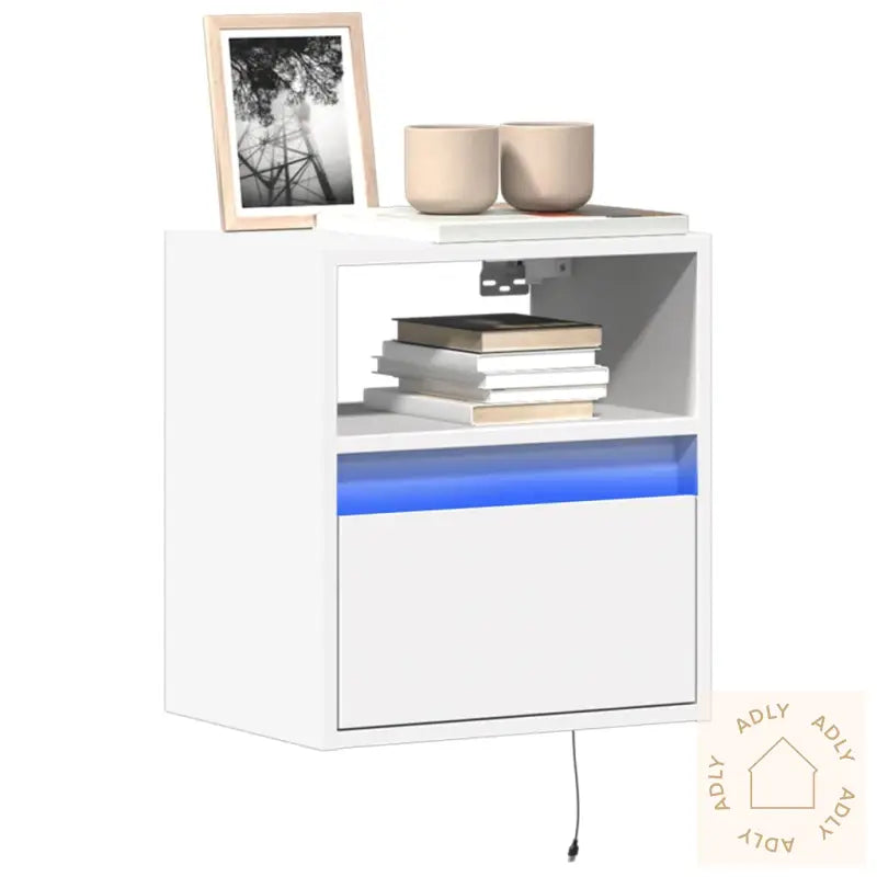 Vegghengte Tv-Benker Med Led 2 Stk Hvit 41X31X45 Cm
