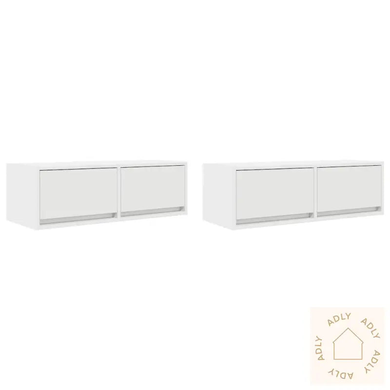 Tv-Benker 2 Stk Hvit 80X31X25,5 Cm Konstruert Tre