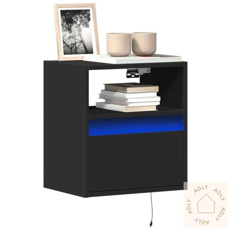 Vegghengte Tv-Benker Med Led 2 Stk Svart 41X31X45 Cm