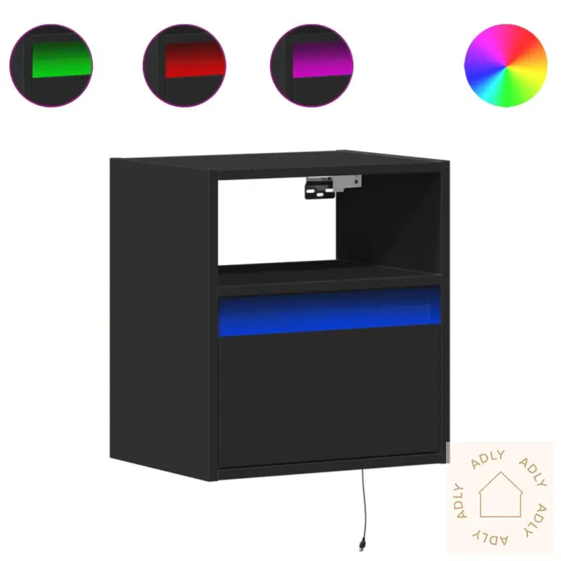 Vegghengte Tv-Benker Med Led 2 Stk Svart 41X31X45 Cm