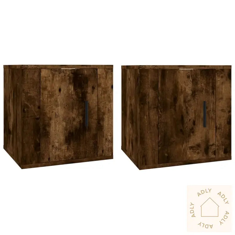 Vegghengte Tv-Benker 2 Stk Røkt Eik 40X34,5X40 Cm