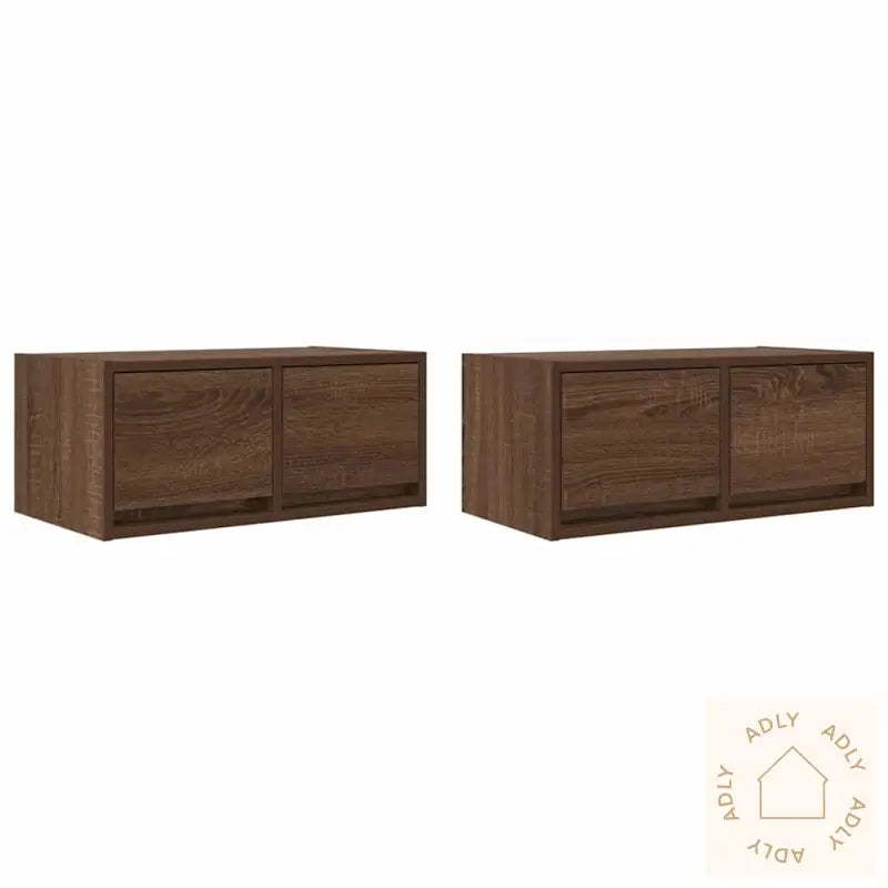 Tv-Benker 2 Stk Brun Eik 60X31X25,5 Cm Konstruert Tre