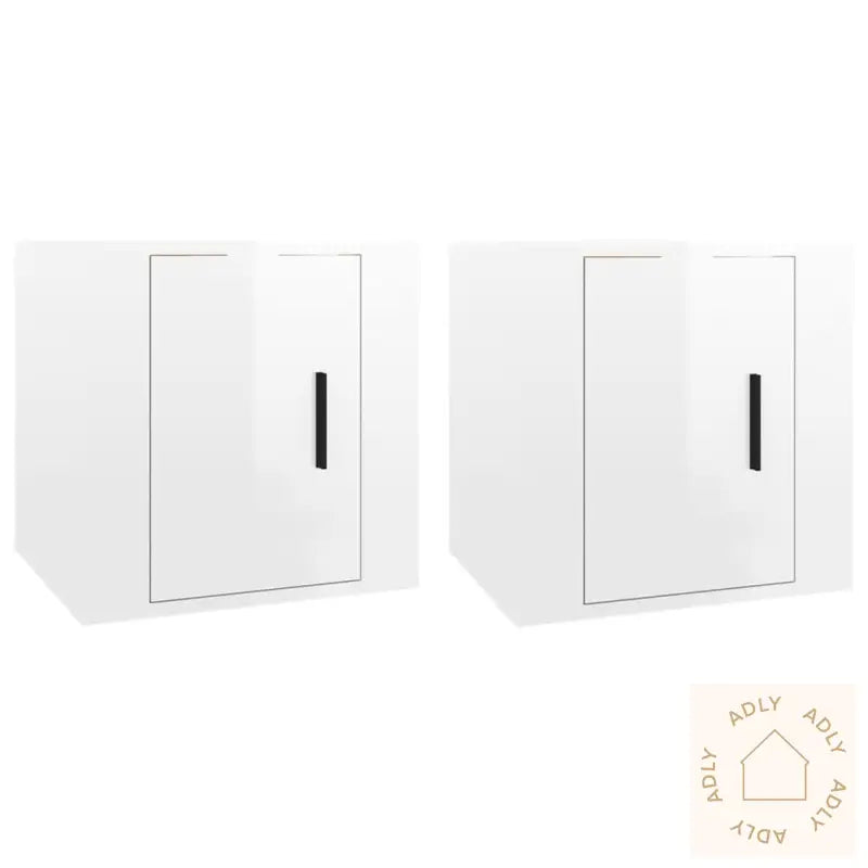 Vegghengte Tv-Benker 2 Stk Høyglans Hvit 40X34,5X40 Cm