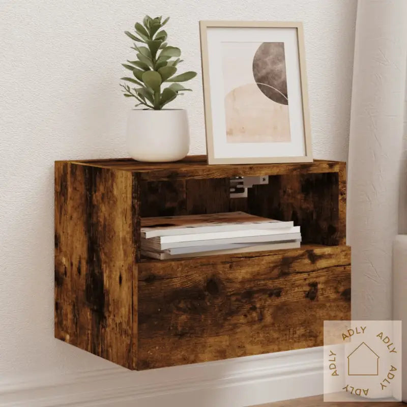 Vegghengte Tv-Benker 2 Stk Røkt Eik 40X30X30 Cm Konstruert Tre