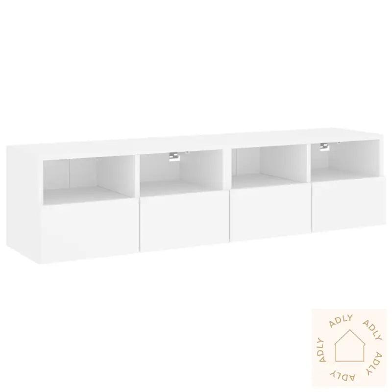 Veggmonterte Tv-Benker 2 Stk Hvit 60X30X30 Cm Konstruert Tre