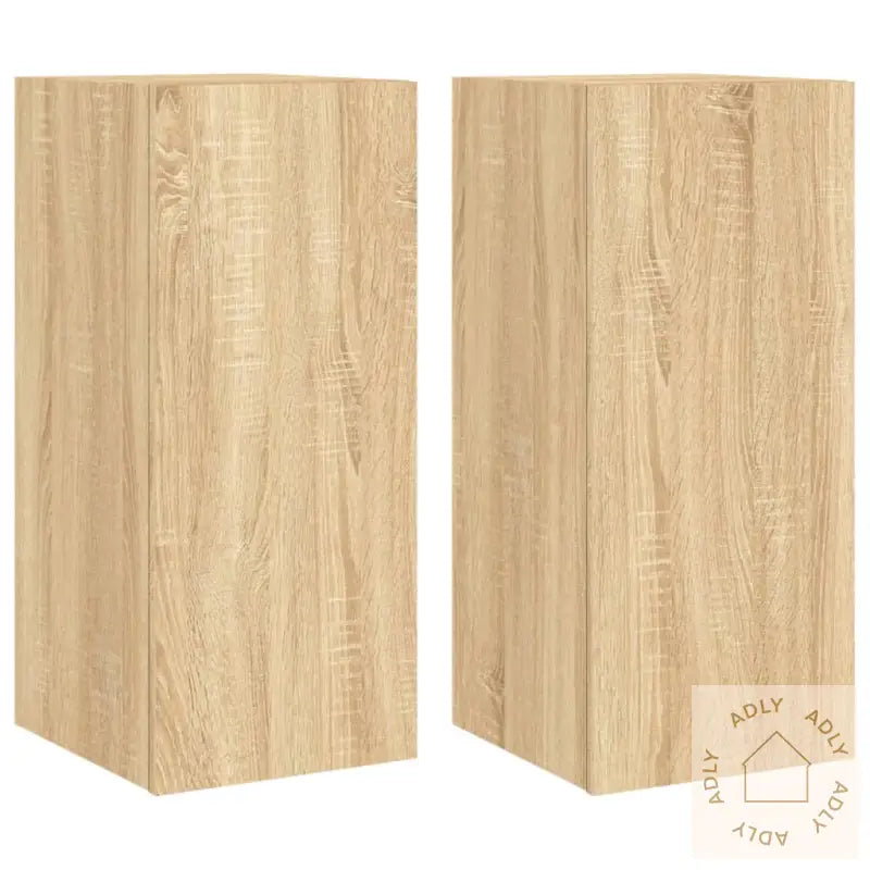 Vegghengte Tv-Benker Med Led 2 Stk Sonoma Eik 30,5X35X70 Cm