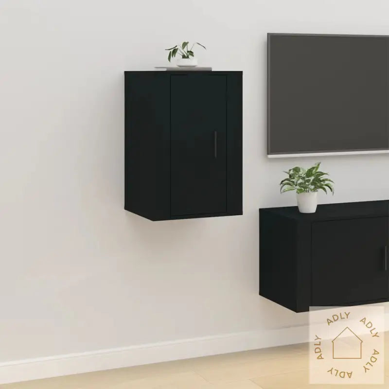 Vegghengt Tv-Benk Svart 40X34,5X60 Cm