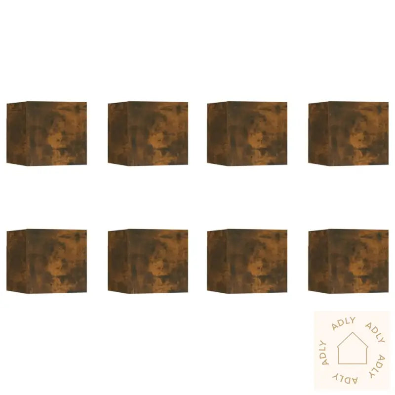 Vegghengte Tv-Benker 8 Stk Røkt Eik 30,5X30X30 Cm