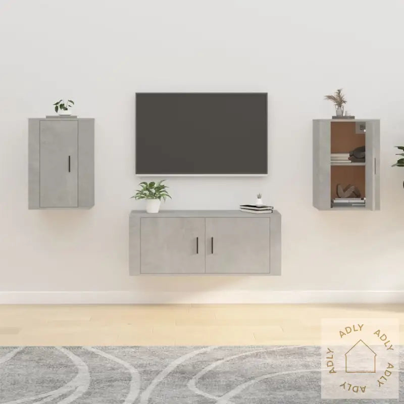 Vegghengte Tv-Benker 2 Stk Betonggrå 40X34,5X60 Cm