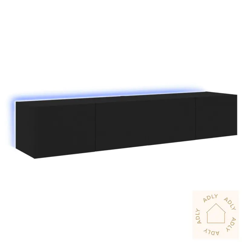 Vegghengte Tv-Benker Med Led 2 Stk Svart 80X35X31 Cm