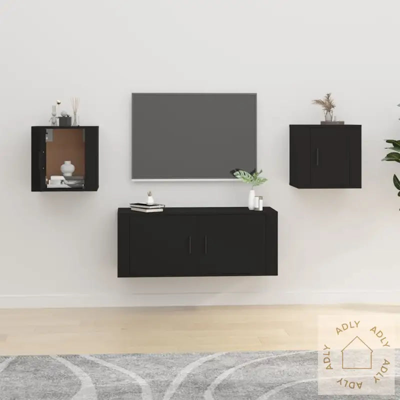 Vegghengte Tv-Benker 2 Stk Svart 40X34,5X40 Cm