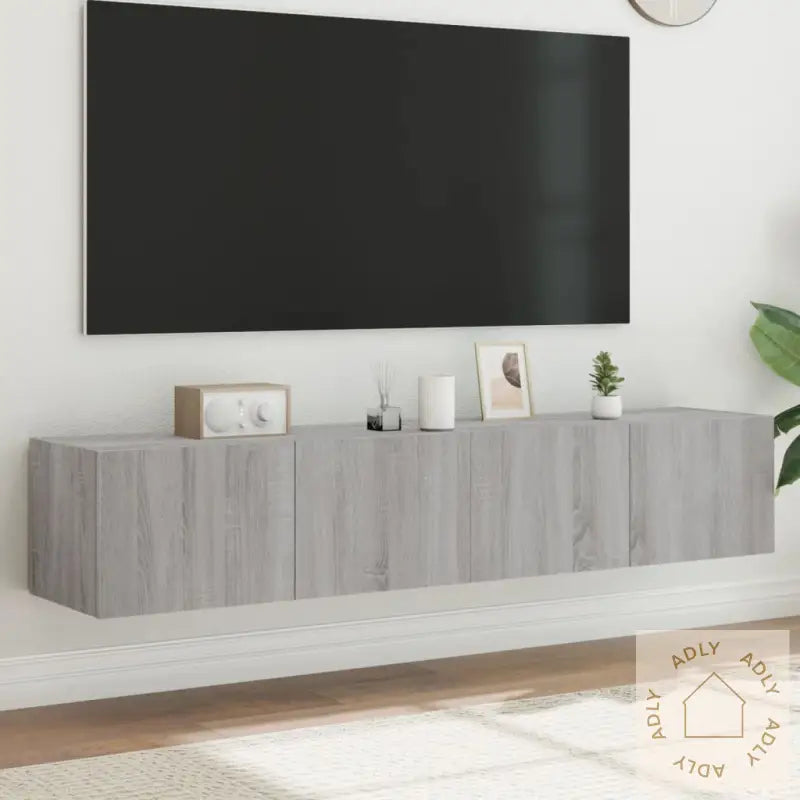 Tv-Benker Med Led-Lys 2 Stk Grå Sonoma 80X35X31 Cm
