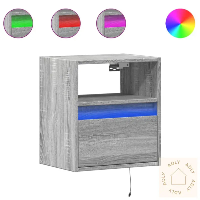 Vegghengte Tv-Benker Med Led 2 Stk Grå Sonoma 41X31X45 Cm